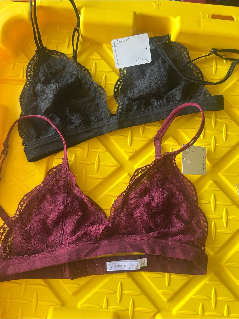 Anemone Lace Bralettes - Black & Burgundy - M/L